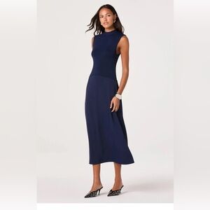 NEW ASTR The Label High neck tie back midi dress navy Nordstrom sz S